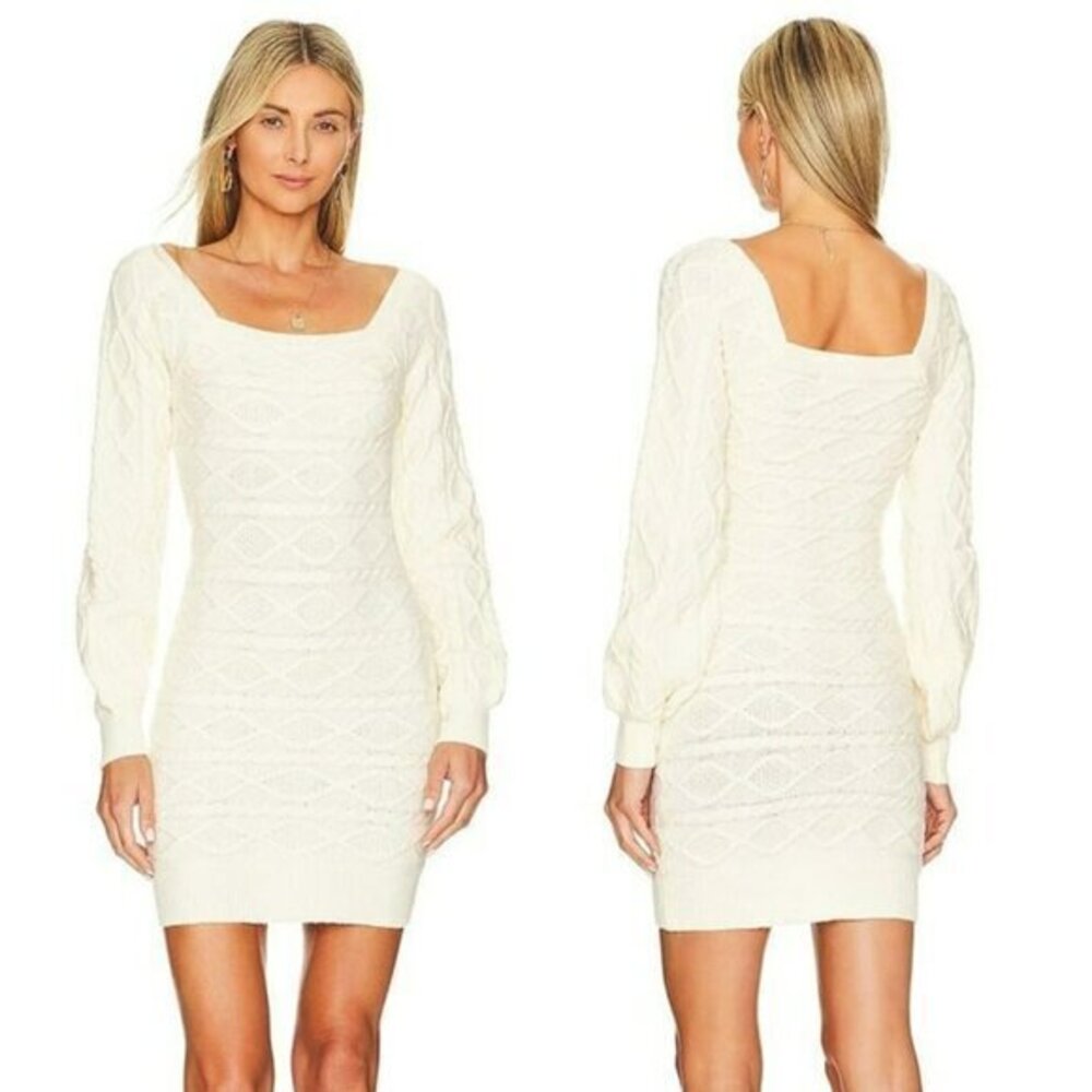 MORE TO COME Simone Cable Knit Dress - Cream